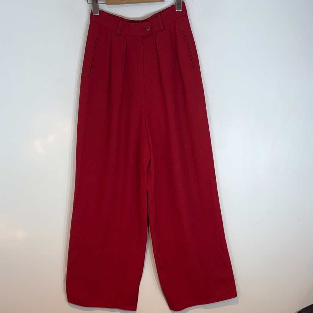 Sonia Rykiel Paris High Waist Wide Leg Trousers Red 42 small